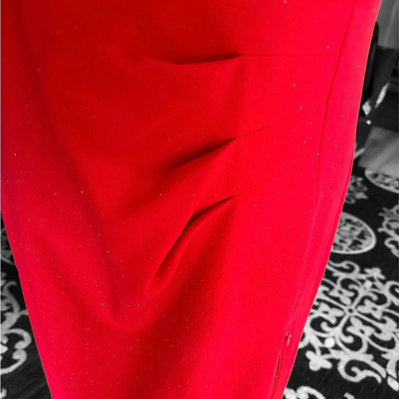 Ruffle One Shoulder Strap Formal Prom Wedding Red Large Red Gown BNWT - Picture 8 of 9